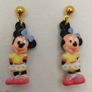 Vintage Minnie Mouse Yellow Dress Dangle Earrings
